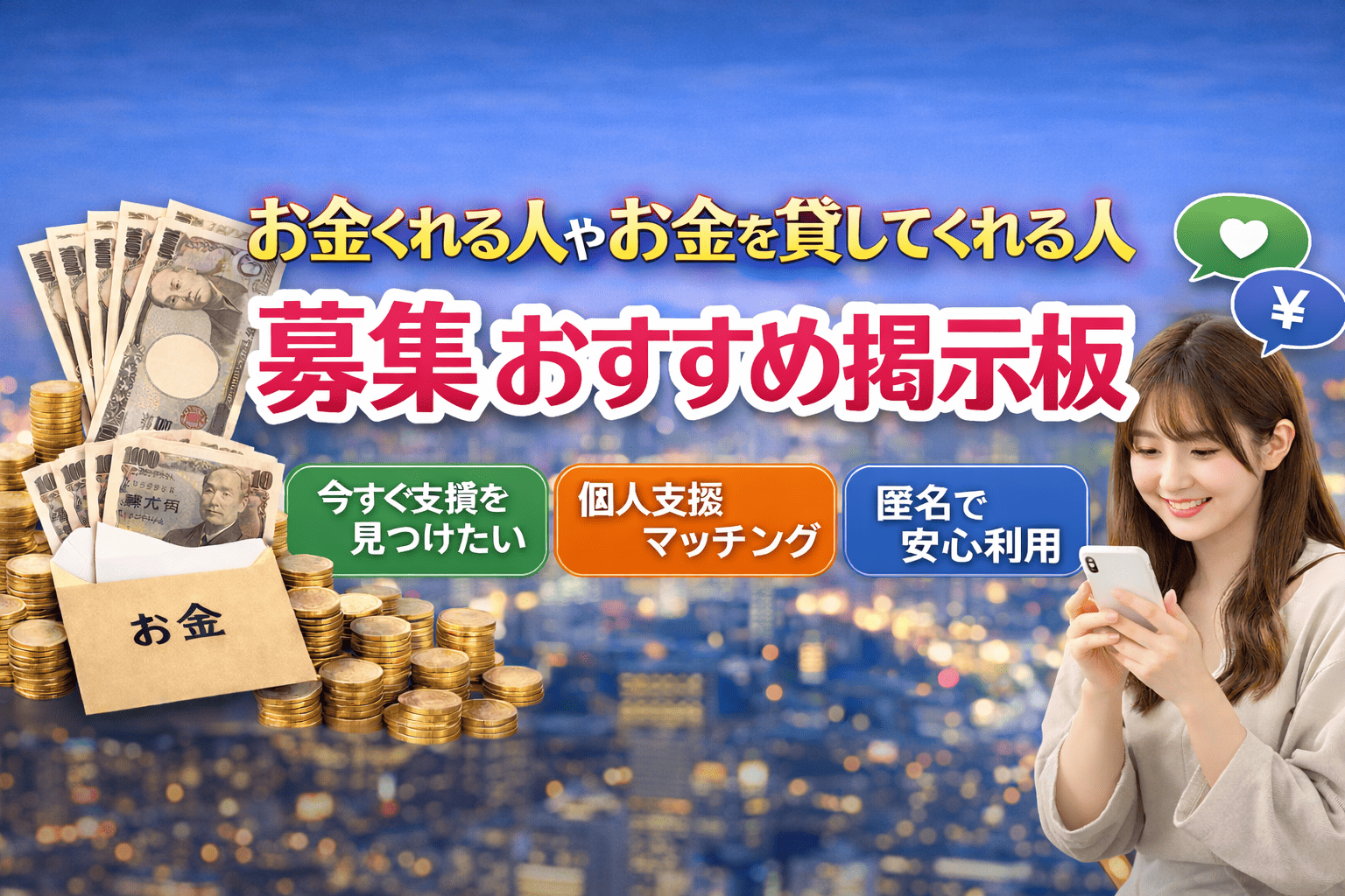 お金くれる人やお金を貸してくれる人募集おすすめ掲示板